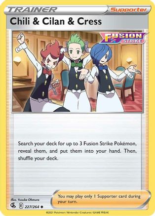 Chili & Cilan & Cress 227 - Reverse Holofoil SWSH08 Fusion Strike - Uncommon