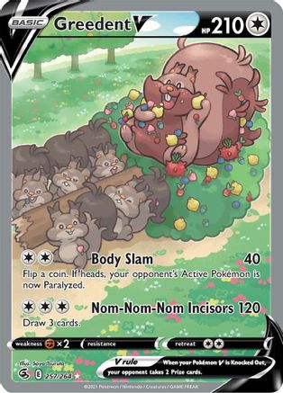 Greedent V (Alternate Full Art) 257/264 - Holofoil SWSH08 Fusion Strike - Ultra Rare