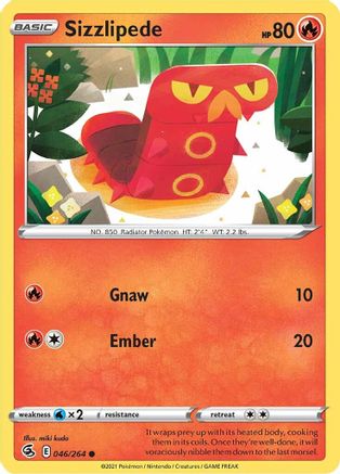 Sizzlipede (46) 046 - Reverse Holofoil SWSH08 Fusion Strike - Common