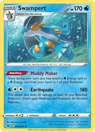 Swampert 064 - Reverse Holofoil SWSH08 Fusion Strike - Holo Rare