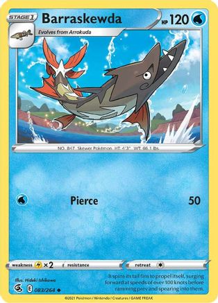 Barraskewda 083 - Reverse Holofoil SWSH08 Fusion Strike - Uncommon