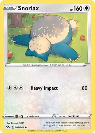 Snorlax 206 - Reverse Holofoil SWSH08 Fusion Strike - Common