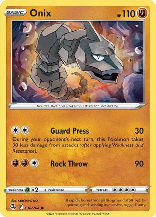 Onix 138 - Reverse Holofoil SWSH08 Fusion Strike - Common