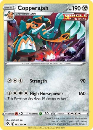 Copperajah 192 - Reverse Holofoil SWSH08 Fusion Strike - Uncommon