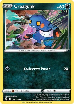 Croagunk 165 - Reverse Holofoil SWSH08 Fusion Strike - Common