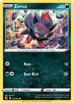Zorua 170 - Reverse Holofoil SWSH08 Fusion Strike - Common