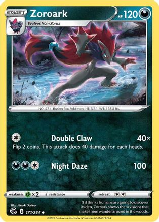 Zoroark 171 - Reverse Holofoil SWSH08 Fusion Strike - Uncommon
