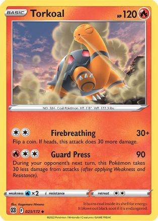 Torkoal 023 - Reverse Holofoil SWSH09 Brilliant Stars - Uncommon
