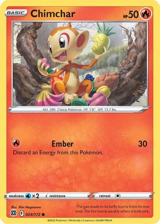 Chimchar 024 - Reverse Holofoil SWSH09 Brilliant Stars - Common