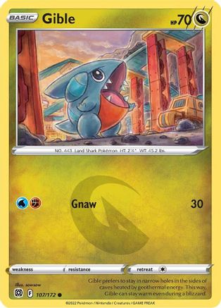 Gible 107 - Reverse Holofoil SWSH09 Brilliant Stars - Common