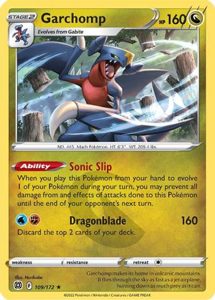 Garchomp 109 - Reverse Holofoil SWSH09 Brilliant Stars - Holo Rare