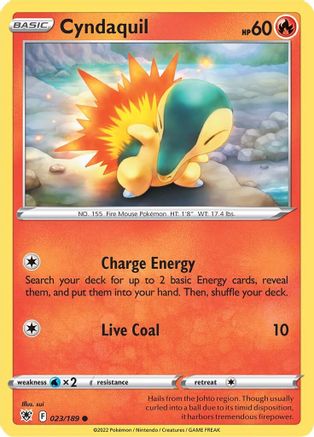 Cyndaquil 023 - Reverse Holofoil SWSH10 Astral Radiance - Common
