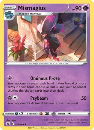 Mismagius 059 - Reverse Holofoil SWSH10 Astral Radiance - Rare
