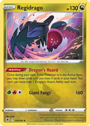 Regidrago 118 - Reverse Holofoil SWSH10 Astral Radiance - Rare
