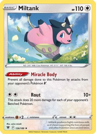 Miltank 126 - Reverse Holofoil SWSH10 Astral Radiance - Holo Rare