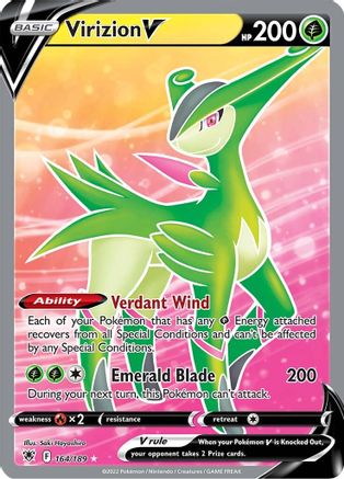 Virizion V (Full Art) 164/189 - Holofoil SWSH10 Astral Radiance - Ultra Rare