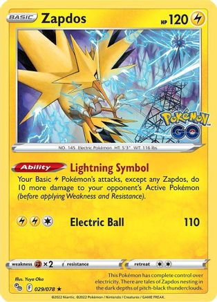 Zapdos 029 - Holofoil Pokemon GO - Holo Rare