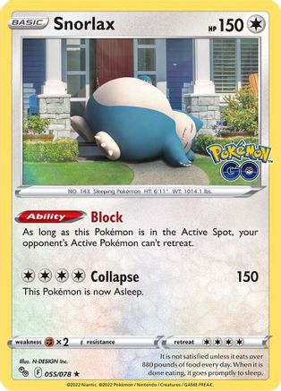 Snorlax 055 - Holofoil Pokemon GO - Holo Rare