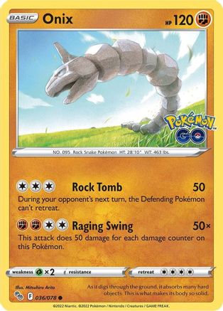 Onix 036 - Reverse Holofoil Pokemon GO - Common