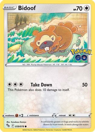 Bidoof 059 - Reverse Holofoil Pokemon GO - Common