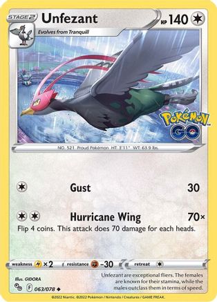 Unfezant 063 Pokemon GO - Uncommon