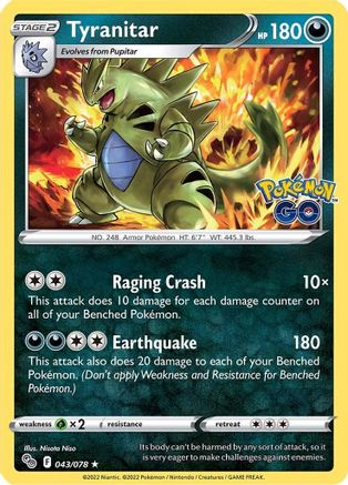Tyranitar 043 - Reverse Holofoil Pokemon GO - Holo Rare
