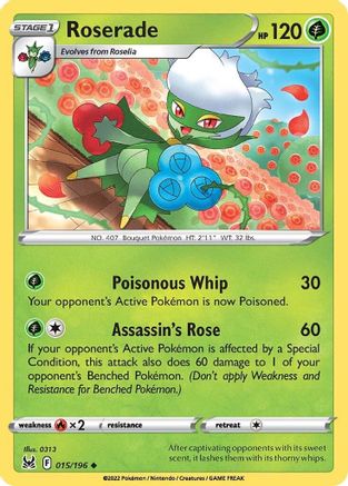 Roserade 015 - Reverse Holofoil SWSH11 Lost Origin - Uncommon