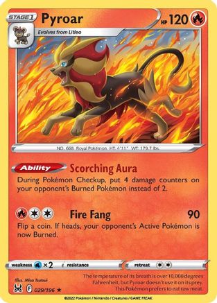 Pyroar 029 - Holofoil SWSH11 Lost Origin - Holo Rare