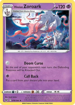 Hisuian Zoroark 076 - Holofoil SWSH11 Lost Origin - Holo Rare