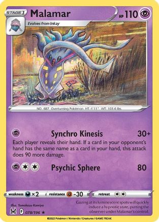 Malamar 078 - Reverse Holofoil SWSH11 Lost Origin - Rare