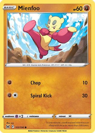 Mienfoo 103 - Reverse Holofoil SWSH11 Lost Origin - Common