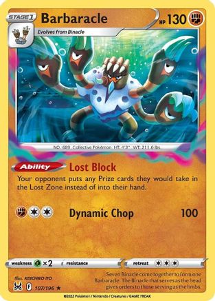 Barbaracle 107 - Reverse Holofoil SWSH11 Lost Origin - Holo Rare