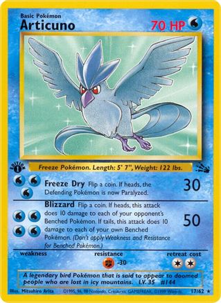 Articuno (17) 017 - 1st Edition Fossil - Rare