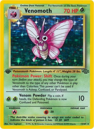 Venomoth (13) 013 - 1st Edition Holofoil Jungle - Holo Rare