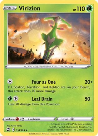 Virizion 014 - Reverse Holofoil SWSH12 Silver Tempest - Rare