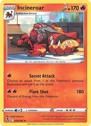 Incineroar 032 - Reverse Holofoil SWSH12 Silver Tempest - Rare