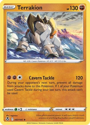 Terrakion 097 - Reverse Holofoil SWSH12 Silver Tempest - Holo Rare