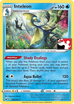 Inteleon (058) 058 - Holofoil Prize Pack Series Cards - Rare
