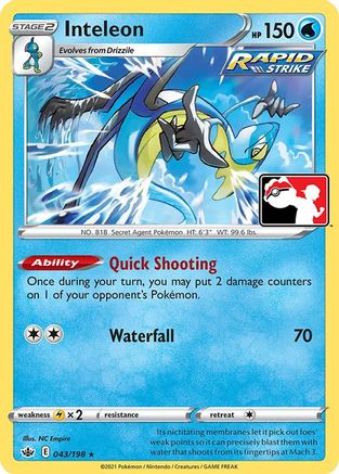 Inteleon (43) - Holofoil Prize Pack Series Cards - Rare