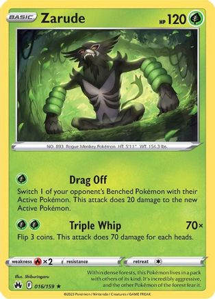 Zarude 016 - Holofoil SWSH Crown Zenith - Holo Rare