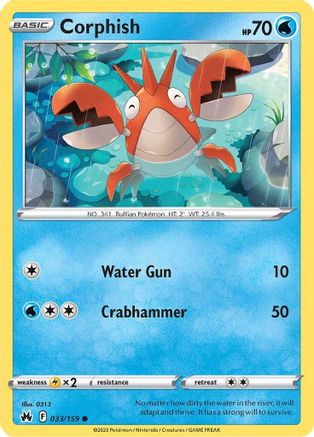 Corphish 033 - Reverse Holofoil SWSH Crown Zenith - Common