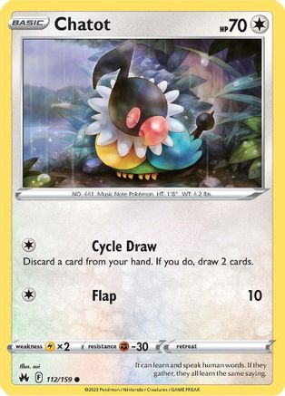 Chatot 112 - Reverse Holofoil SWSH Crown Zenith - Common