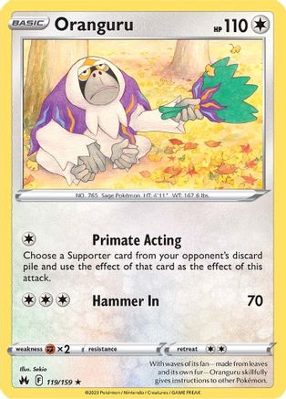 Oranguru 119 - Reverse Holofoil SWSH Crown Zenith - Rare