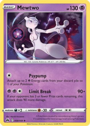 Mewtwo 059 - Holofoil SWSH Crown Zenith - Holo Rare