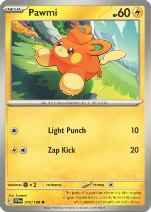 Pawmi 074/198 - Reverse Holofoil SV01 Scarlet & Violet Base Set - Common
