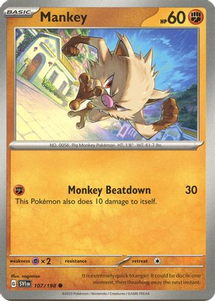 Mankey 107 - Reverse Holofoil SV01 Scarlet & Violet Base Set - Common