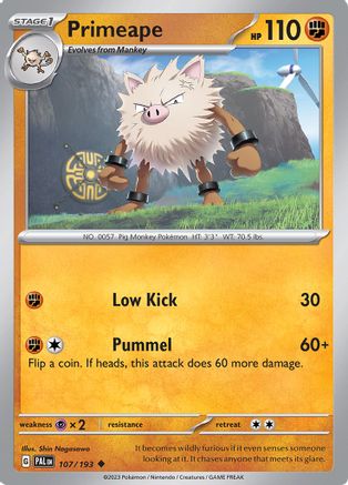 Primeape 107 - Reverse Holofoil SV02 Paldea Evolved - Uncommon