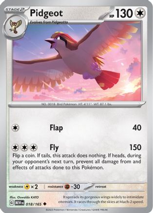 Pidgeot 018 - Reverse Holofoil SV Scarlet & Violet 151 - Uncommon