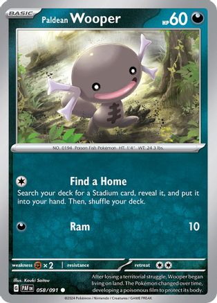 Paldean Wooper 058/091 - Reverse Holofoil SV Paldean Fates - Common
