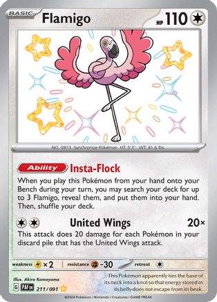 Flamigo 211/091 - Holofoil SV Paldean Fates - Shiny Rare